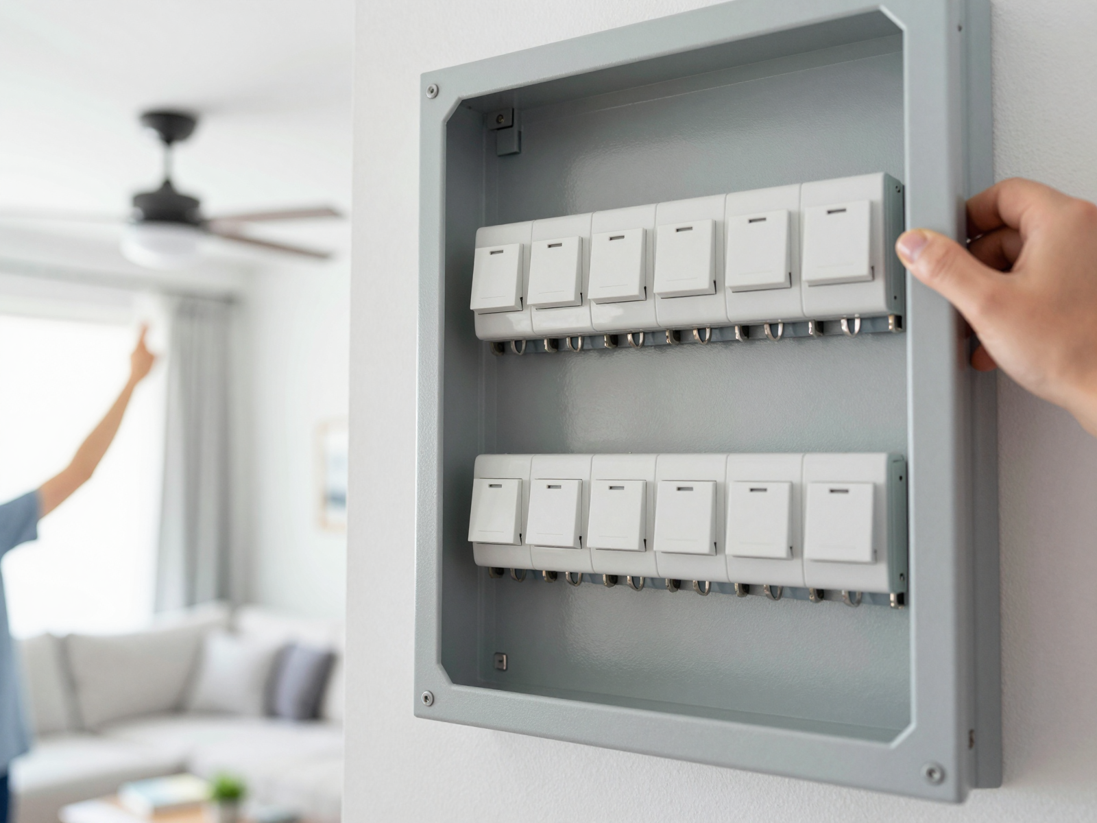 Electrician consulting with homeowner about electrical project